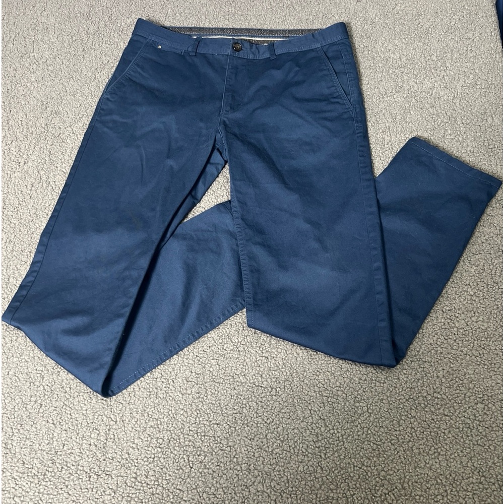 Zara Man Basic Collection Men's Size 32 Pants Navy Tapered Flat Front.
